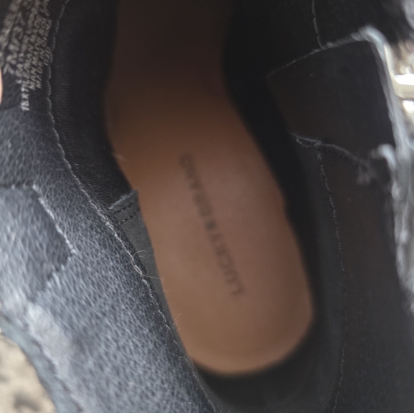 Lucky Brand Suede Leather Double Zip Booties Womens 7.5 Black Western Boho main image 1